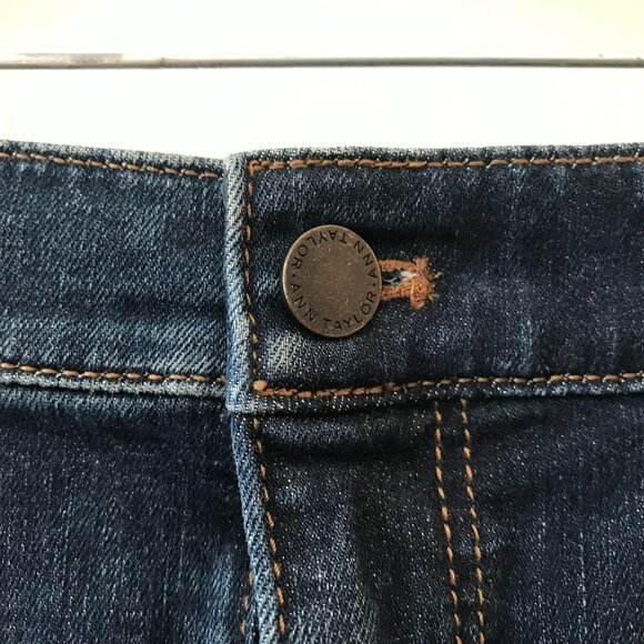 Ann Taylor | Petite Raw Hem Denim Pencil Skirt - Picture 4 of 11